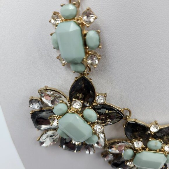 Smokey Grey and Pale Blue Rhinestone Jeweled Necklace - Picture 8 of 10